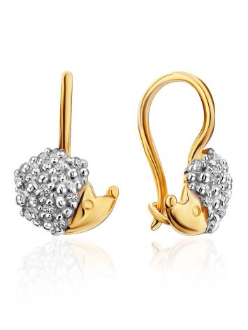 Cute Gold Hedgehog Earrings, image 