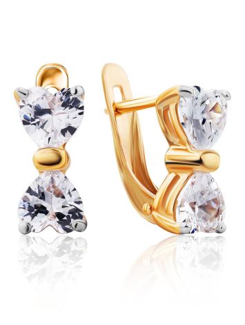 Gold Crystal Bow Shaped Earrings, image 