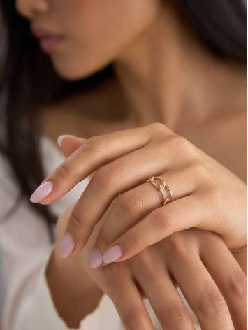 Trendy Golden Link Ring, Ring Size: 6 / 16.5, image , picture 3
