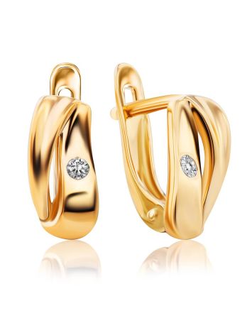 Glossy Gold Crystal Earrings, image 