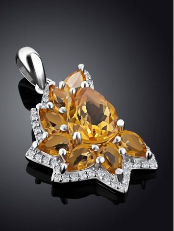 Chic Silver Pendant With Citrine And Crystals, image , picture 2