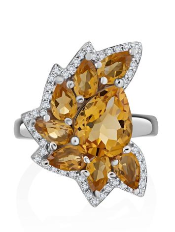 Ultra Feminine Silver Citrine Ring, Ring Size: 6.5 / 17, image , picture 3