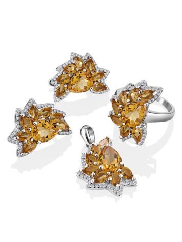 Chic Silver Pendant With Citrine And Crystals, image , picture 4