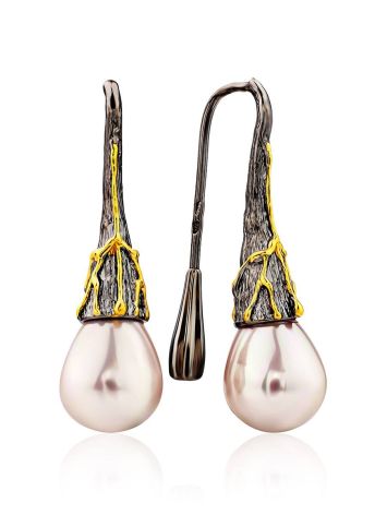Designer Silver Threader Earrings With Nacre, image 