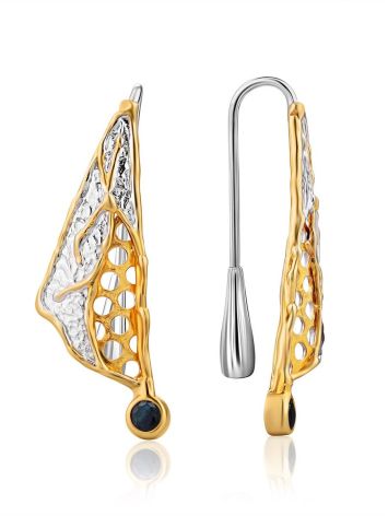 Fabulous Silver Sapphire Threader Earrings, image 