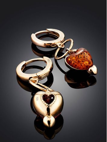 Rose Gold Plated Silver Earrings With Heart Shaped Amber Dangles The Palazzo, image , picture 4