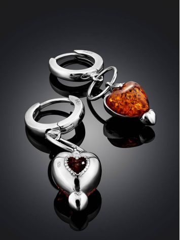 Silver Earrings With Heart Shaped Amber Dangles The Palazzo, image , picture 2