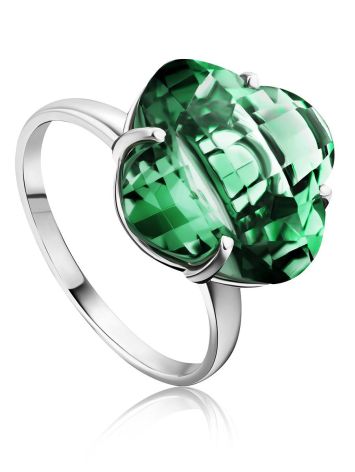 Luminous Faceted Prasiolite Ring, Ring Size: 8.5 / 18.5, image 