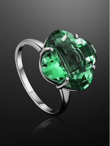 Luminous Faceted Prasiolite Ring, Ring Size: 8.5 / 18.5, image , picture 2