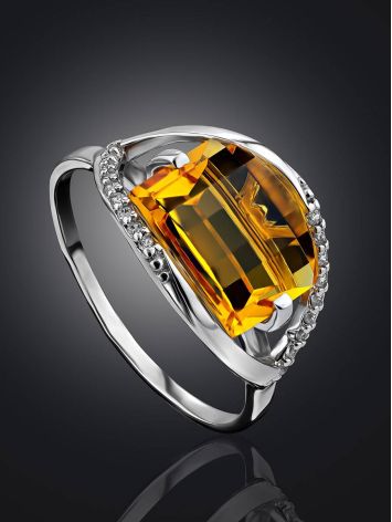 Classy Silver Citrine Ring, Ring Size: 8.5 / 18.5, image , picture 2