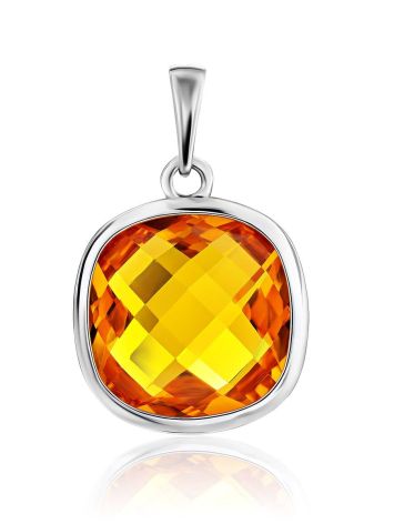 Lustrous Faceted Citrine Pendant, image 