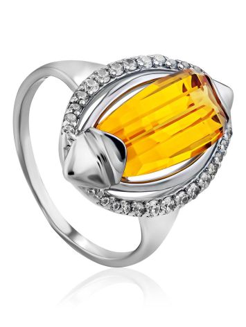 Lustrous Silver Citrine Ring, Ring Size: 8.5 / 18.5, image 