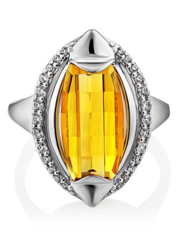 Lustrous Silver Citrine Ring, Ring Size: 8.5 / 18.5, image , picture 4