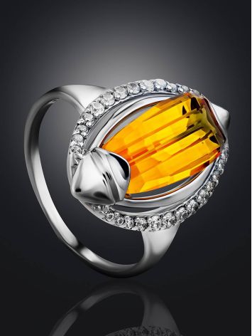 Lustrous Silver Citrine Ring, Ring Size: 8.5 / 18.5, image , picture 2