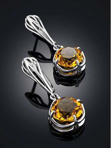 Bright Silver Citrine Dangles Earrings, image , picture 2