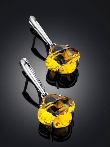 Clover Shaped Silver Citrine Earrings, image , picture 2
