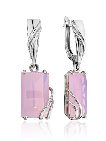 Pink Agate Dangle Earrings, image 