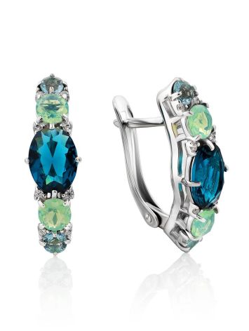 Chic Blue Crystal Earrings, image 