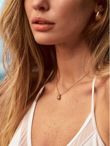 Fabulous Rose Gold Plated Silver Teardrop Pendant Necklace The Liquid, image , picture 4