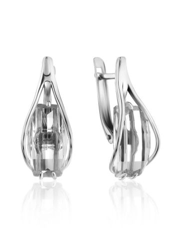 Lustrous Faceted Rhinestone Earrings, image 