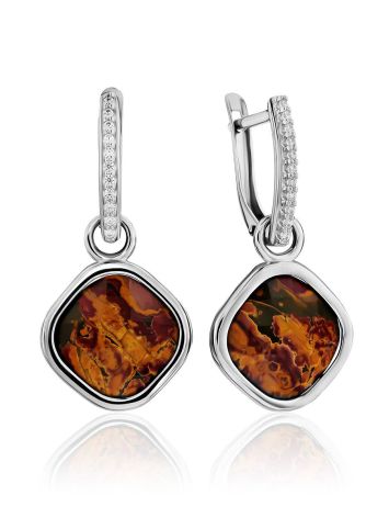 Classy Silver Transformable Dangles With Jasper And Crystals, image 