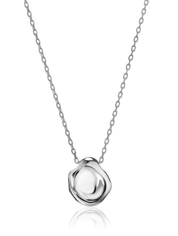 Sterling Silver Textured Disk Pendant Necklace The Liquid, image 
