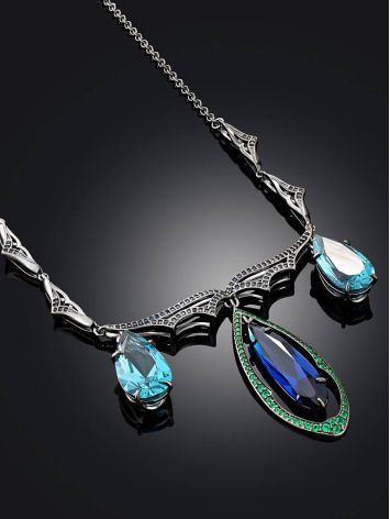 Fabulous Silver Necklace With Blue And Green Stones, image , picture 2