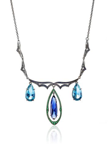 Fabulous Silver Necklace With Blue And Green Stones, image 