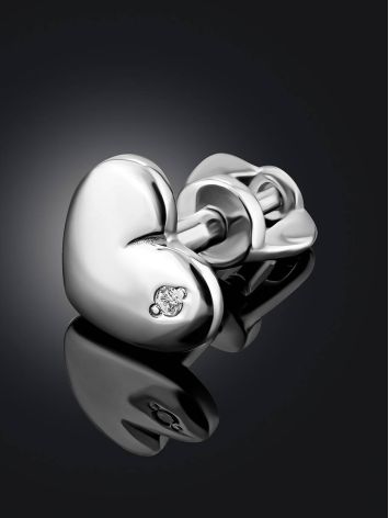 Silver Diamond Heart Shaped Mono Earring, image , picture 2