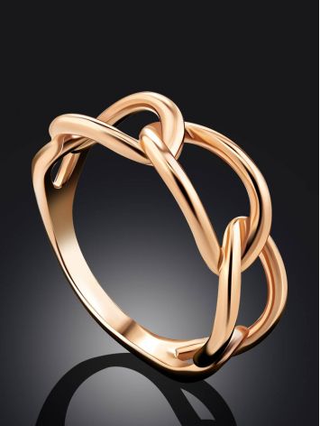 Trendy Golden Link Ring, Ring Size: 6 / 16.5, image , picture 2