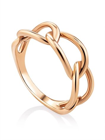 Trendy Golden Link Ring, Ring Size: 6 / 16.5, image 