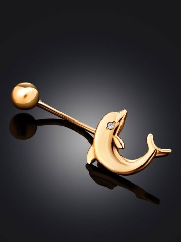 Golden Dolphin Belly Button Piercing Ring, image , picture 2