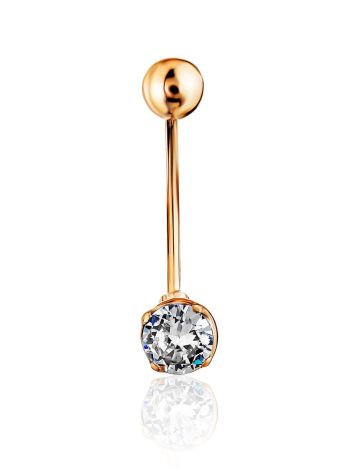 Simplistic Design Gold Crystal Navel Ring, image 