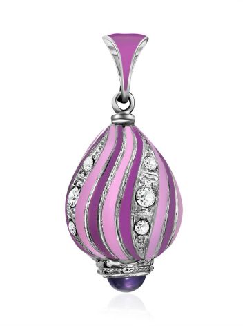 Wonderful Lilac Enamel Egg Shaped Pendant With iolite And Crystal The Romanov, image 