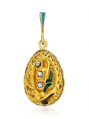 Fabulous Gilded Silver Enamel Egg Pendant With Crystals The Romanov, image 