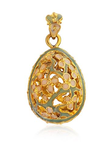 Floral Design Gilded Silver Egg Shaped Pendant The Romanov, image 