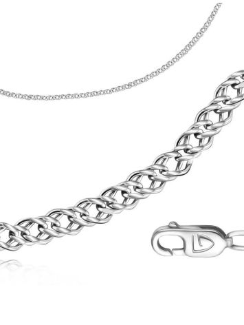 Double Rhomb Silver Chain, Length: 40, image 