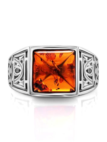 Silver Amber Statement Ring, Ring Size: / 24, image , picture 3