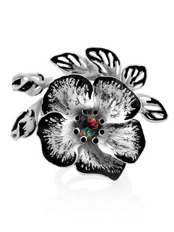 Floral Design Silver Adjustable Ring, Ring Size: Adjustable, image , picture 4