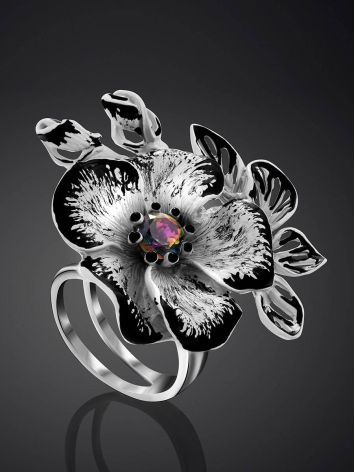 Floral Design Silver Adjustable Ring, Ring Size: Adjustable, image , picture 2