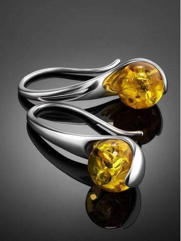 Luminous Lemon Amber Hook Earrings The Leia, image , picture 2