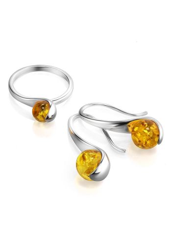 Luminous Lemon Amber Hook Earrings The Leia, image , picture 5