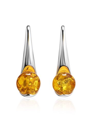 Luminous Lemon Amber Hook Earrings The Leia, image , picture 4