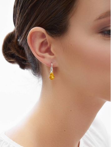 Luminous Lemon Amber Hook Earrings The Leia, image , picture 3