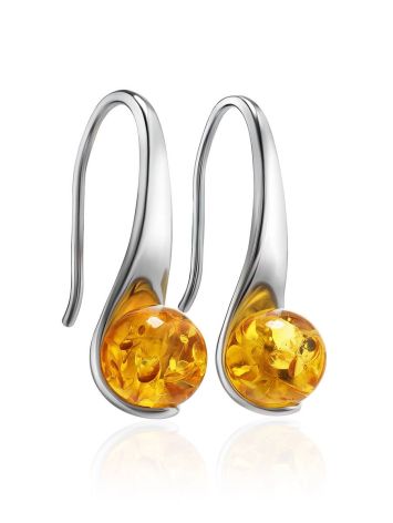 Luminous Lemon Amber Hook Earrings The Leia, image 