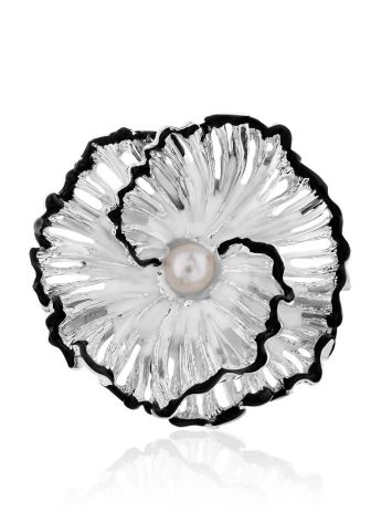 Floral Design Silver Pearl Pendant, image 