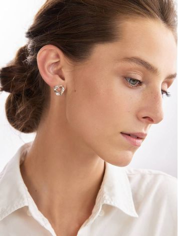 Sterling Silver ​Hammered Abstract Stud Earrings The Liquid, image , picture 3