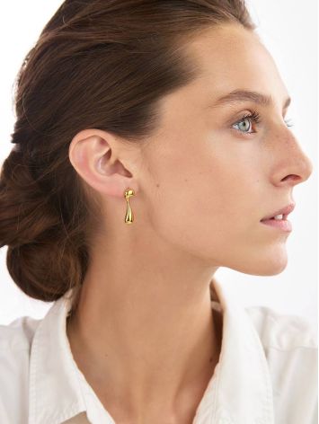Asymmetric Design Gilded Silver Earrings, image , picture 4