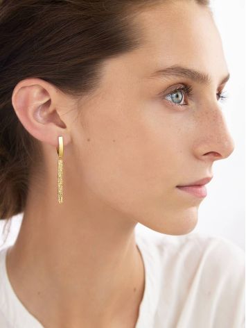 Bold Gold Plated Silver Dangle Earrings, image , picture 4