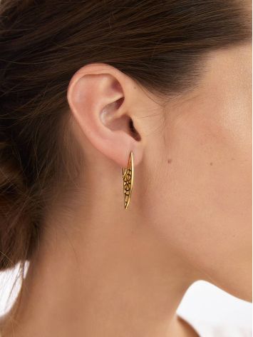 Designer Geometric Gold Plated Silver Earrings, image , picture 4